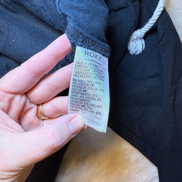 Roxy Black Linen Blend Wide Leg Drawstring Lounge Pants Womens Size L - Picture 4 of 5